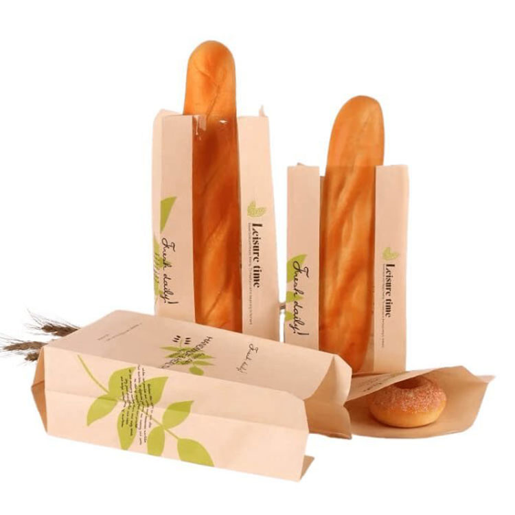 창문이있는 바게트 빵 종이 봉지